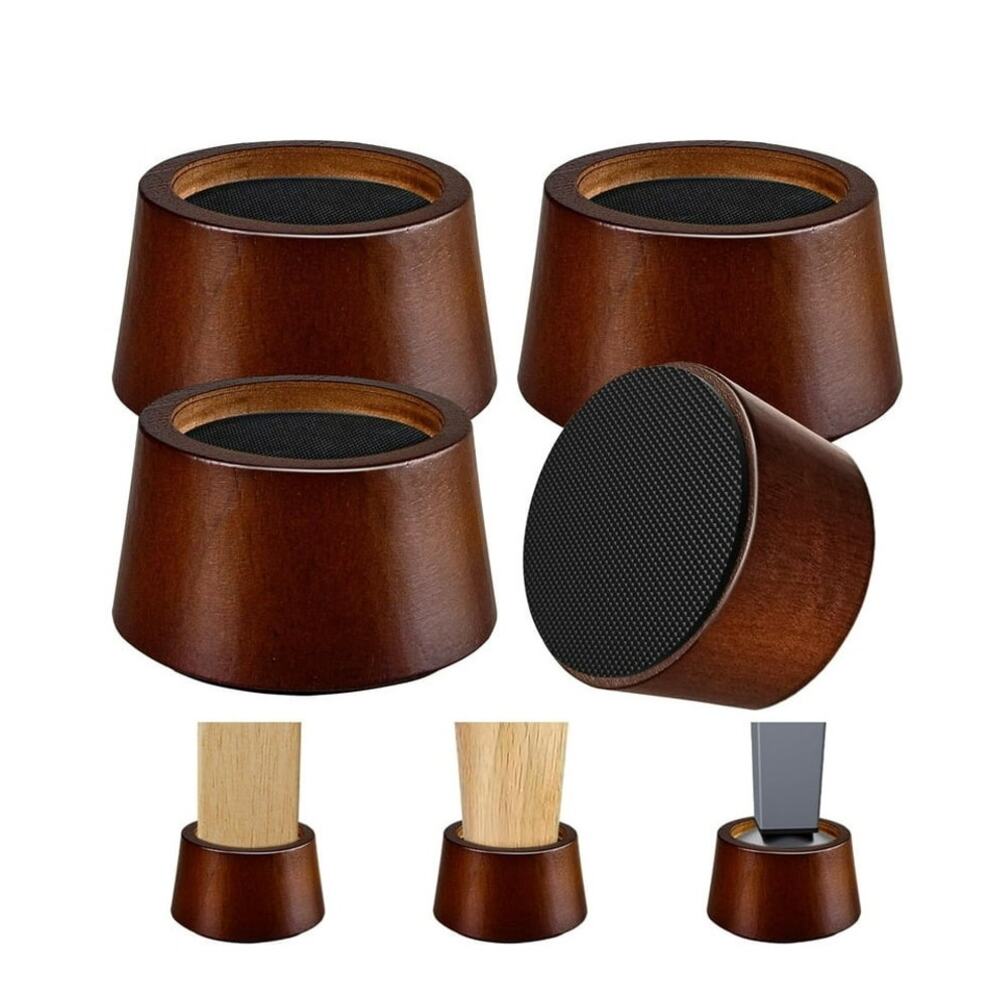 Wood Finish Furniture Riser Pads - Set of 4, Brown